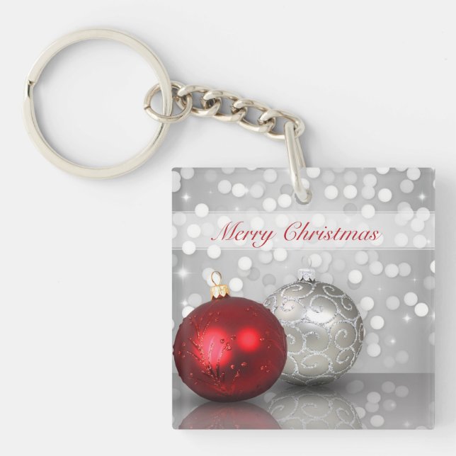 Shimmery Christmas Ornaments - Acrylic Keychain (Front)