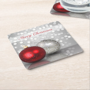 Shimmery Christmas Ornaments - Paper Coaster