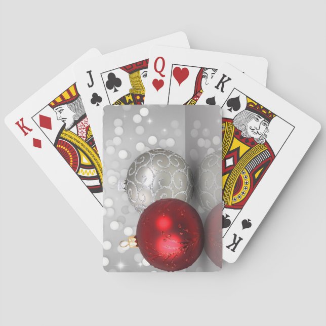 Shimmery Christmas Ornaments - Playing Card Deck (Back)