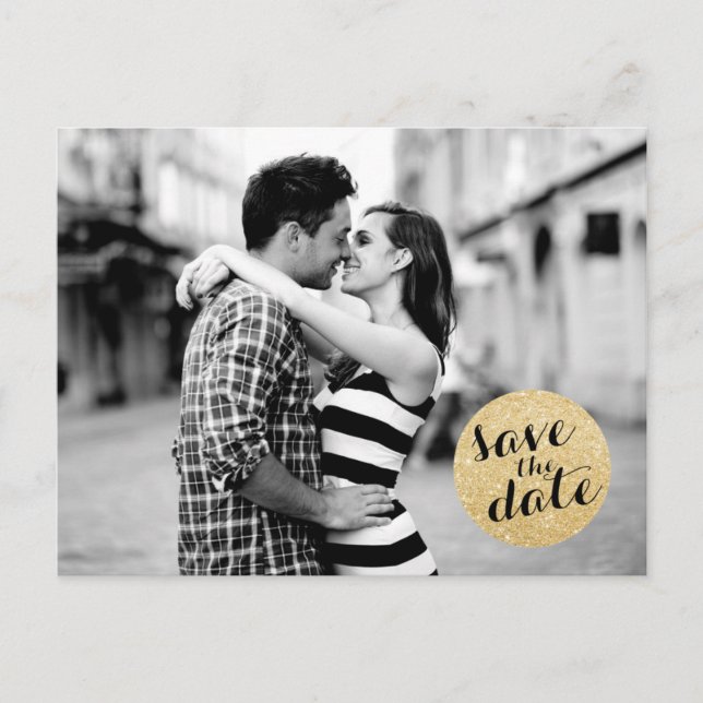 SHIMMERY CIRCLE | SAVE THE DATE ANNOUNCEMENT POSTCARD (Front)