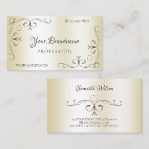 Shimmery Cream Ornate Corner Borders Ornamental Business Card