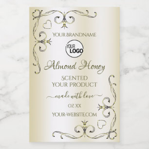 Shimmery Cream Product Labels Ornate Corners Logo