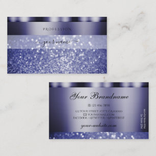 Shimmery Dark Blue Sparkling Glitter Professional Business Card