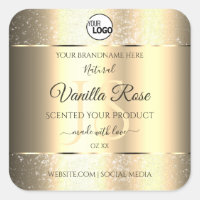 Shimmery Gold Glitter Initials Product Labels Logo