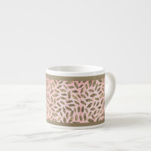 Shimmery Gold Leaves on Pink Wood Espresso Cup