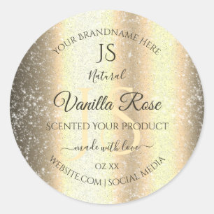 Shimmery Gold Soft Glitter Initials Product Labels