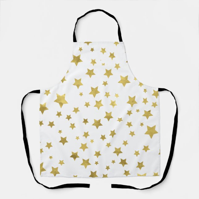 Shimmery Goldstars Golden Star Pattern Apron (Front)