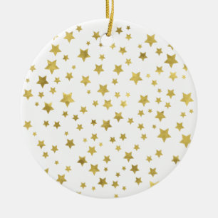 Shimmery Goldstars Golden Star Pattern Ceramic Ornament