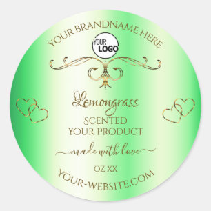 Shimmery Green Gold Ornate Product Label with Logo