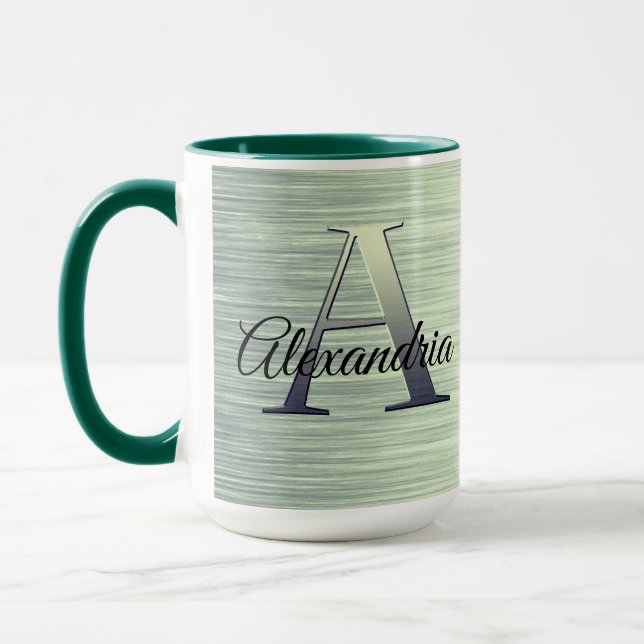 Shimmery Green Monogram Mug (Left)