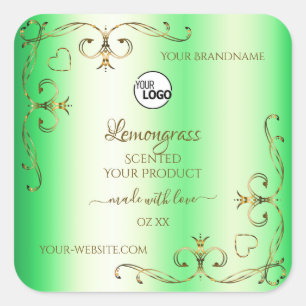 Shimmery Green Ornate Étiquette de produit avec lo