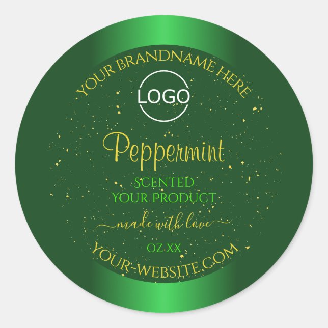 Shimmery Green Product Label Soft Glitter Add Logo (Front)