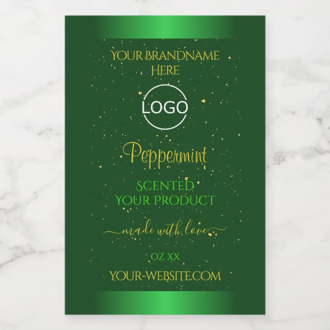 Shimmery Green Product Label Soft Glitter Add Logo (Single Label)