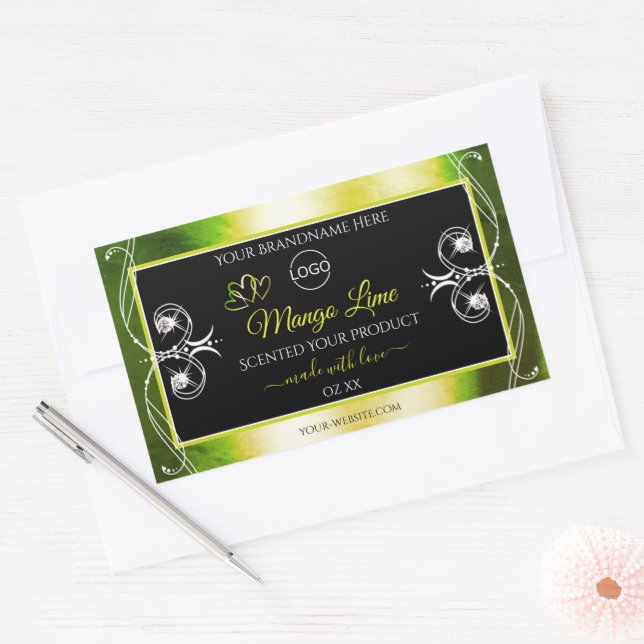Shimmery Green Product Labels Logo Jewels Black (Envelope)