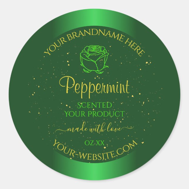 Shimmery Green Product Labels Soft Glitter Flower (Front)