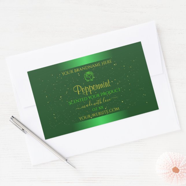 Shimmery Green Product Labels Soft Glitter Flower (Envelope)