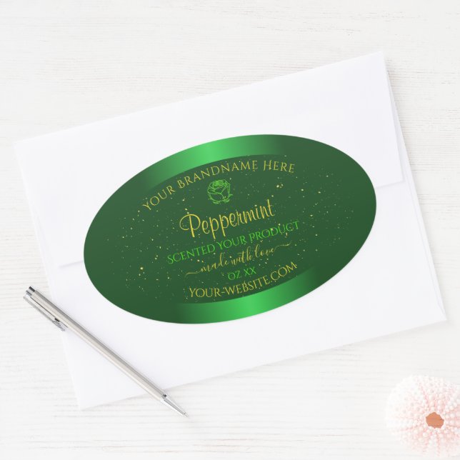 Shimmery Green Product Labels Soft Glitter Flower (Envelope)