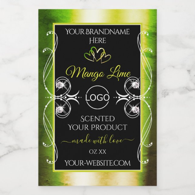 Shimmery Green Produit Étiquettes Logo Bijoux Noir (Étiquettes simples)
