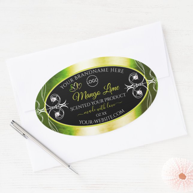 Shimmery Green Produit Étiquettes Logo Bijoux Noir (Enveloppe)