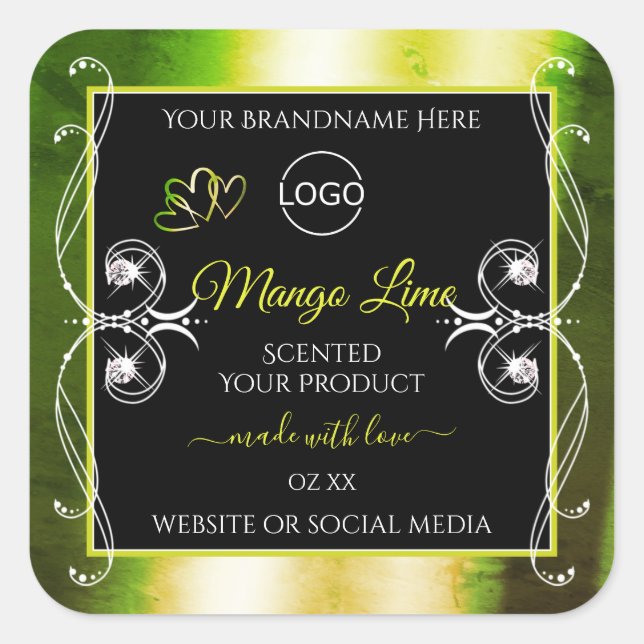 Shimmery Green Produit Étiquettes Logo Bijoux Noir (Devant)
