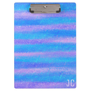 Shimmery Iridescent Stripes Turquoise Pink Clipboard