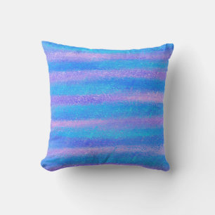 Shimmery Iridescent Stripes Turquoise Pink Throw Pillow