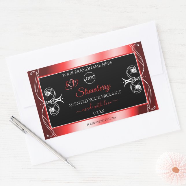 Shimmery Jewels Ruby Red Black Product Labels Logo (Envelope)