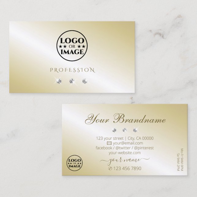 Shimmery Light Cream Sparkling Diamonds with Logo Business Card (Front/Back)