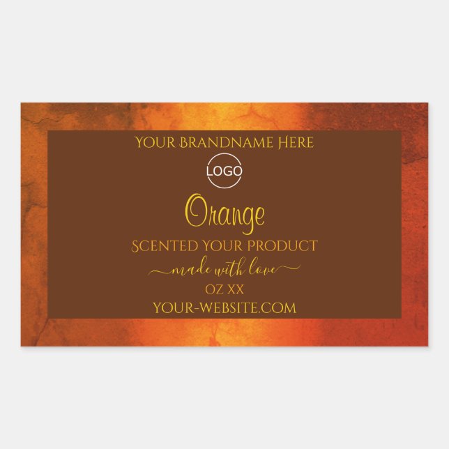 Shimmery Orange Marble Elegant Product Labels Logo (Front)