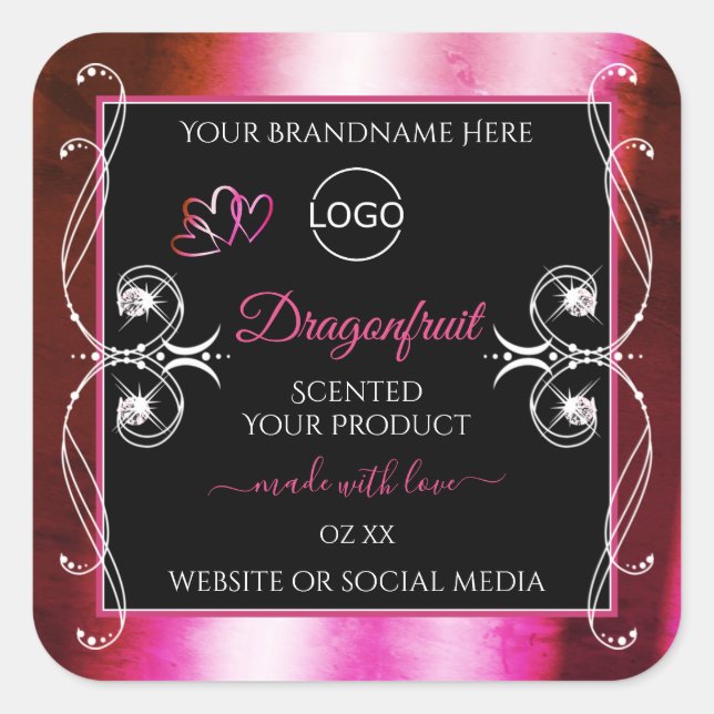 Shimmery Pink Black Product Étiquette Diamonds Log (Devant)