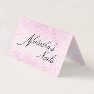 Shimmery Pink Glitter Dust Folded Business Card