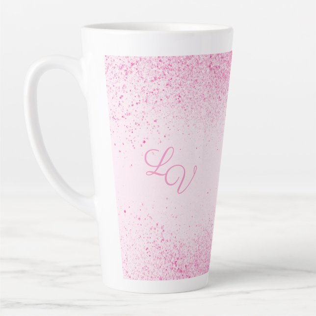 Shimmery Pink Glitter Dust Latte Mug (Left)