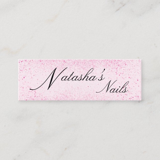 Shimmery Pink Glitter Dust Mini Business Card (Front)