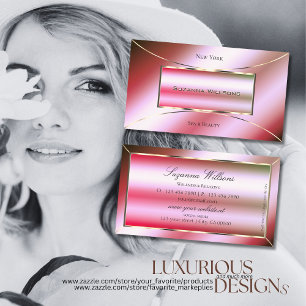 Shimmery Pink Green Ombre Golden Decoration Luxury Business Card