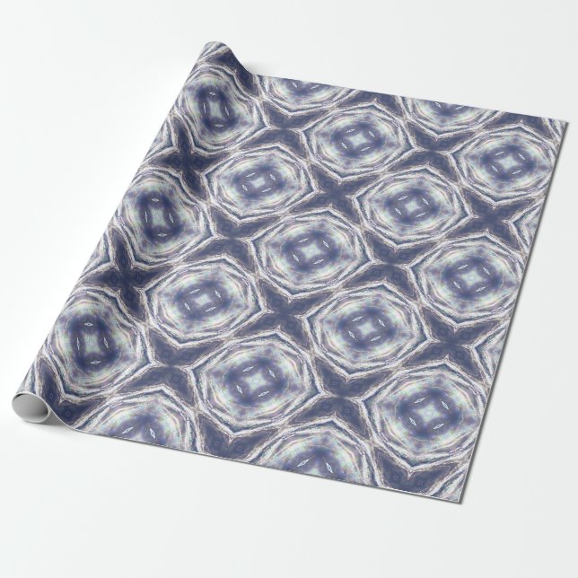 Shimmery, Purple, Dandelion Mandala Wrapping Paper (Unrolled)
