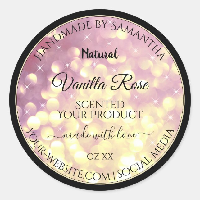 Shimmery Purple Gold Glitter Sparkle Product Label (Front)