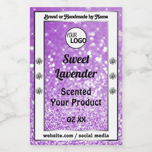 Shimmery Purple Sparkle Glitter Product Label Logo (Single Label)