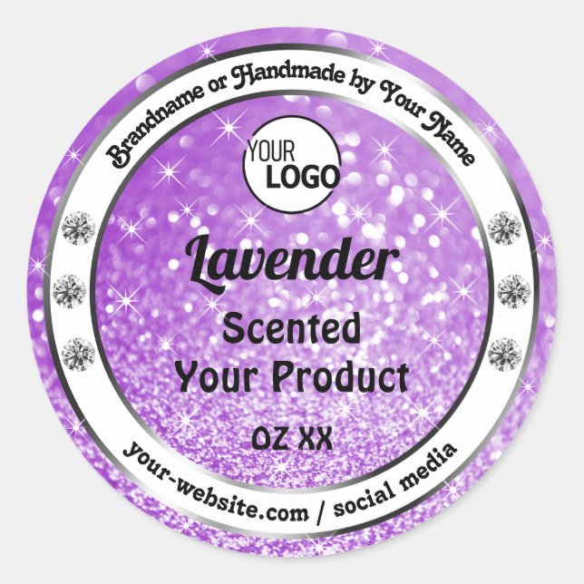 Shimmery Purple Sparkle Glitter Product Label Logo (Front)