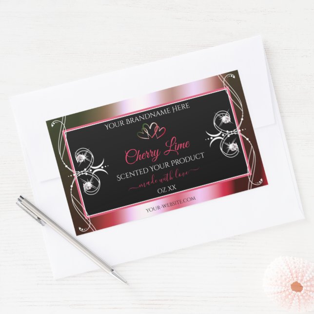 Shimmery Red and Green Product Labels Jewels Black (Envelope)
