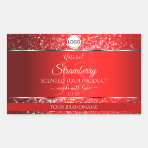 Shimmery Red Logo Initials Glitter Product Labels