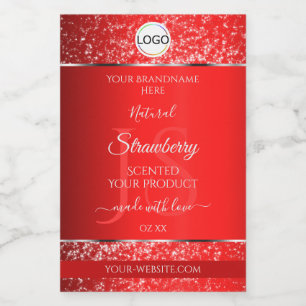 Shimmery Red Logo Initials Glitter Product Labels