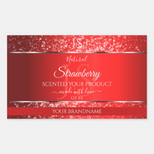 Shimmery Red with Glitter Initials Product Labels