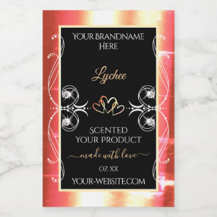 Shimmery Rose Gold Product Labels Diamonds Black