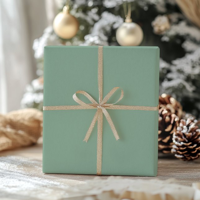 Shimmery Sage Solid Colour Holiday Christmas Roll Wrapping Paper (Creator Uploaded)
