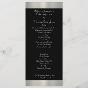 Shimmery Silver & Black Striped Bow Wedding Program