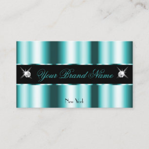 Shimmery Teal and Black Sparkling Diamonds Stylish Business Card