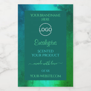 Shimmery Teal and Green Pattern Product Label Logo