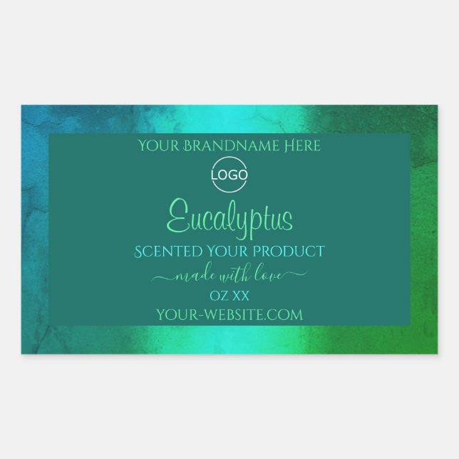 Shimmery Teal and Green Pattern Product Label Logo (Front)