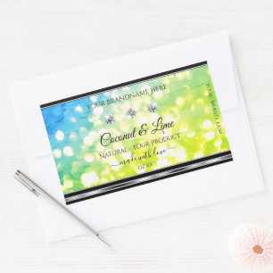 Shimmery Teal Green Glitter Product Label Diamonds