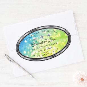 Shimmery Teal Green Glitter Product Label Diamonds